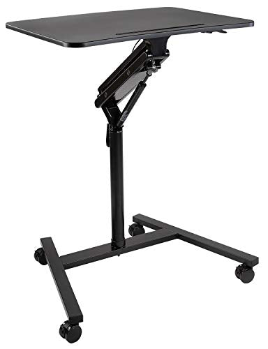 Mount-It! Mobile Standing Laptop Desk with Gas Spring Lift Mechanism, Black