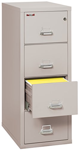 FireKing Fireproof Vertical File Cabinet (4 Letter Sized Drawers, Impact & Water Resistant) - 52.75" H x 17.75" W x 31.56" D, Platinum