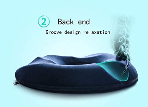 Memory Foam Seat Cushion for Back, Coccyx, & Tailbone Pain Relief - Blue