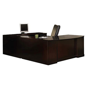Mayline SURBBF72ESP Sorrento Series U-Shaped Desk with Executive U, Bow Front, Right Bridge, Puff-Desk, Off-Credenza Configurations, Espresso Veneer