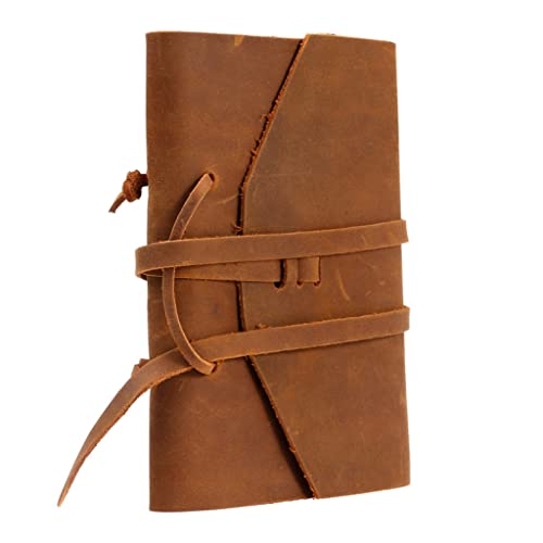 BDYCZ Classic Leather Notebook Antique Diary Journal with Binding Rope for Gift (Brown) (Color : A, Size : One Size)
