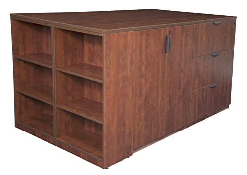 Regency Legacy Cherry Office Set - 85" x 46" with Lateral Files, Storage Cabinet, and Bookcase Ends