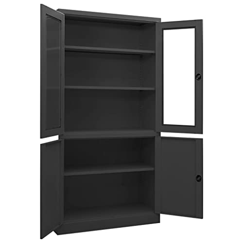 ULUYYUC Office Cabinet Anthracite Steel 35.4"x15.7"x70.9