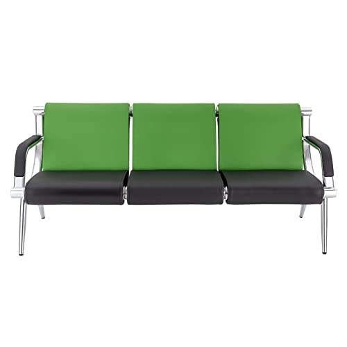 SHOUMANUAL Office Reception Sofa Set, 3-Seat PU Leather Waiting Room Bench - Green