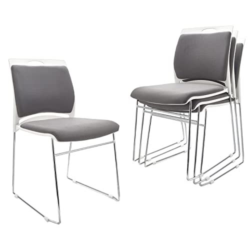 VACYOVKE Stacking Chairs 4 Pack - 1102LB Capacity, Modern Reception Chair for Home Office, Kitchen & More