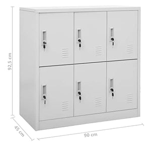 QZZCED Metal Locker Cabinets - Set of 5, Office Storage & File Organizer - Light Gray Steel