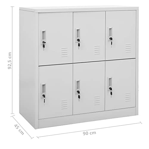 QZZCED Metal Locker Cabinets - Set of 5, Office Storage & File Organizer - Light Gray Steel