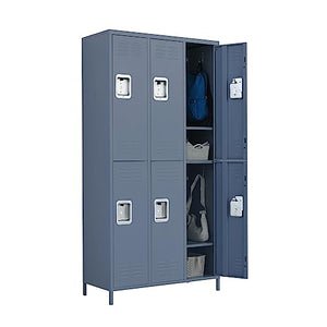 Aobabo Metal Office Storage Lockers - 6 Door Cabinet, 72" Tall - Employee/Home Office/Gym/School