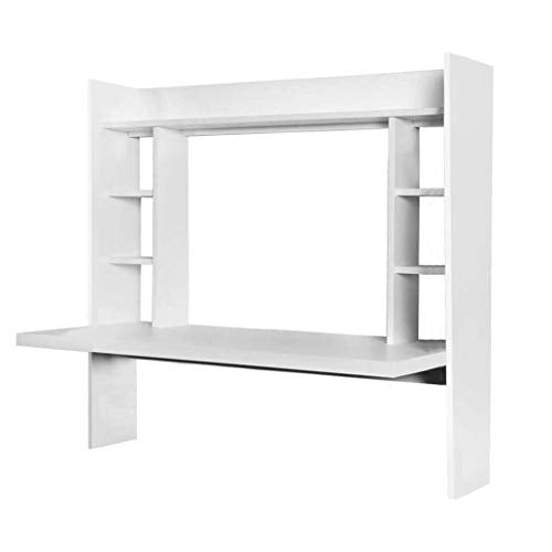 2021 New Floating Desk Shelf Hanging Desk,Anti-Fall,Wall Mounted Computer Desks for Small Space,Compact Workstation Drop-Leaf Table Home Office Table for Laptop PC Notebook, White, US