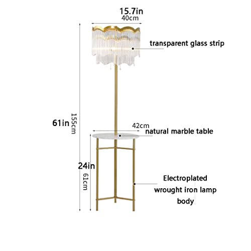AOKLEY Floor Lamp with Table - Nordic Luxury Crystal Standing Lamp