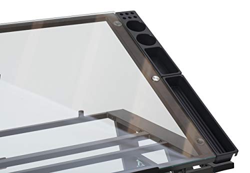 SD STUDIO DESIGNS Futura Luxe Drafting Craft Table, 35" Wide Angle Adjustable Top, Pewter Grey/Clear Glass