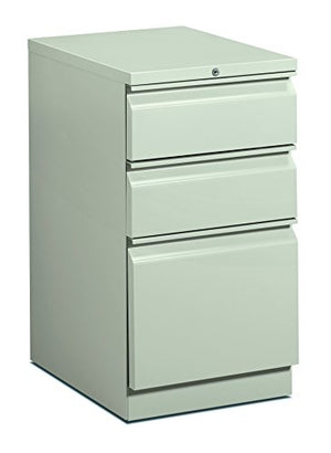 HON Efficiencies Mobile Pedestal File with 1 File and 2 Box Drawers, Light Gray
