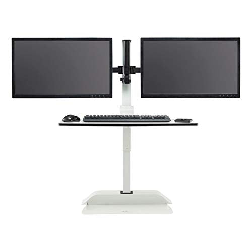 Safco Products Soar by Safco - Dual Monitor Mount Electric Sit/Stand Desk Converter, White
