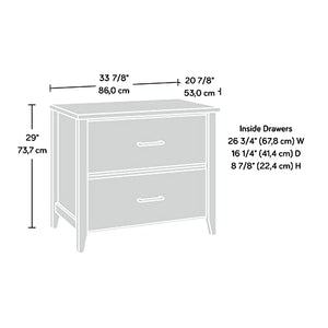 Sauder Laurel Oak 2-Drawer Lateral File Cabinet, L: 33.86" x W: 20.87" x H: 29.02