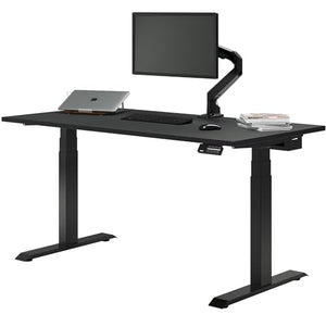 Desky Dual Laminate Electric Standing Desk - 59x29.5, 3 Stage Adjustable Height, 4 Presets - Black