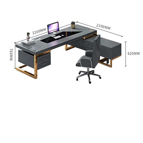 TAPIVA Luxury Blue Leather Office Desk with Drawer