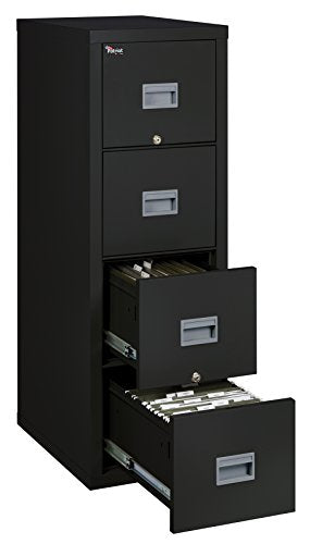 FireKing Patriot 4-Drawer Fireproof Vertical Filing Cabinet, 18" x 25", Black, Made in USA