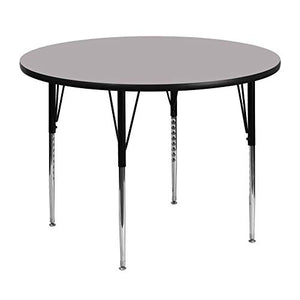 Flash Furniture 48'' Round Grey Thermal Laminate Activity Table - Standard Height Adjustable Legs