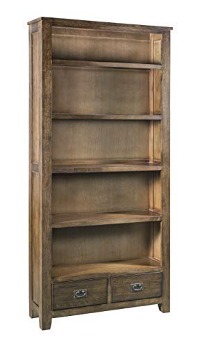 Mission Quarter Sawn Oak Bookcase with 2-Drawers & Open Shelves