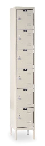 Hallowell U1288-6A-PT Parchment Steel Premium Box Locker, 1 Wide with 6 Opening, 6 Tier, 12" Width x 78" Height x 18" Depth, Assembled