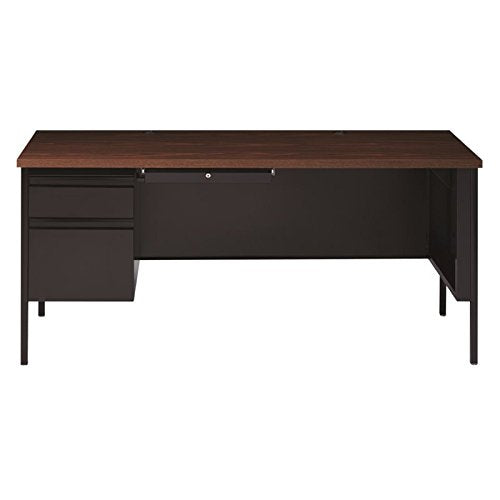HL10000 Series 66" Computer Desk Laptop Single Left Pedestal Writing Desk Home Office Work Table Metal, Black and Walnut