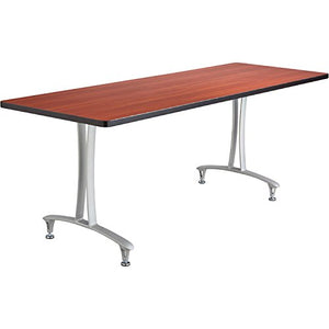 Safco Rumba T-Leg Rectangular Table with Glides — 72in. x 24in., Cherry/Silver, Model# 2097CYSL