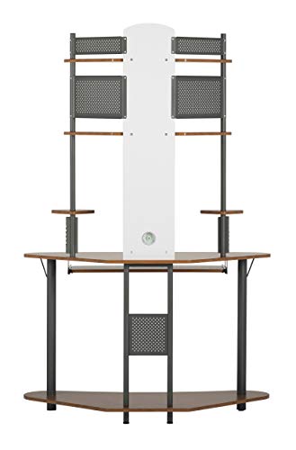 Calico Designs Arch Tower Corner Computer Tower Multipurpose Home Office Computer Writing Desk - Pewter / Teak,