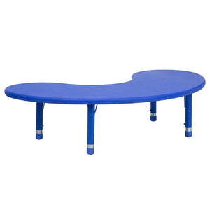 Flash Furniture 35''W x 65''L Half-Moon Blue Plastic Height Adjustable Activity Table