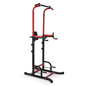 Zerodis Power Tower Workout Dip Station, Steel Heavy Duty Adjustable Power Tower Strength Training Dip Stand Horizontal Bar Indoor Fitness Equipment