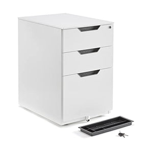 Amazon Basics 3 Drawer Mobile File Cabinet With Lock, White