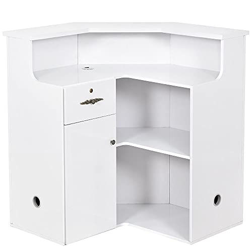 Dir Reception Area Counter with LED Lights Valencia Curved White