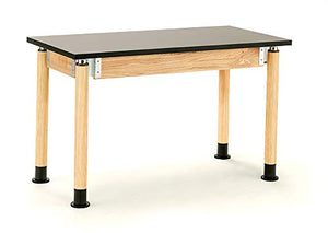 National Public Seating Height Adjustable Science Lab Table with Phenolic Top - Oak Legs, 24 x 54 in.