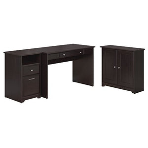 Cabot Writing Desk, Low Storage Cabinet with Doors and 2 Drawer File Cabinet