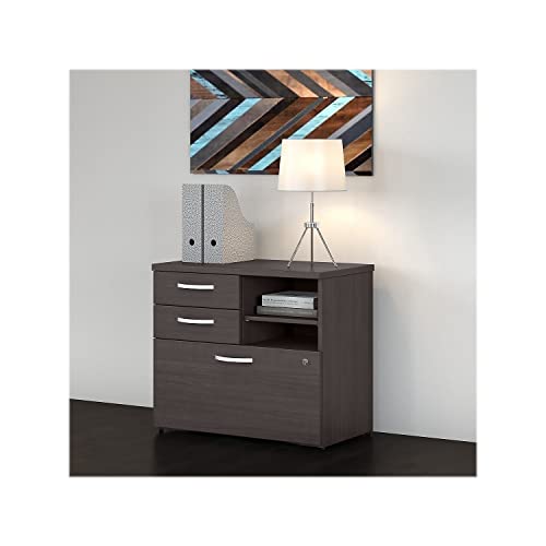 Bush Business Furniture Studio C Office Storage Cabinet with Drawers and Shelves, Storm Gray (SCF130SGSU)