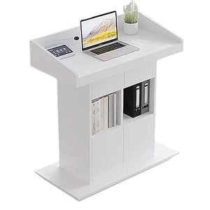 BGEDL Podium Stand with Double Drawer - Portable Extra Wide Conference Room Lectern