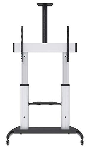 Manhattan Heavy Duty Mobile Rolling TV Cart Stand for 60-100 Inch Flat Screens - Tilt/Height Adjustable - 2 AV Shelves - 461672