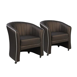 MAYAKOBA Isabella Guest Chair Set of 2 Luxury Soft Leather with Lockable Casters, Coffee