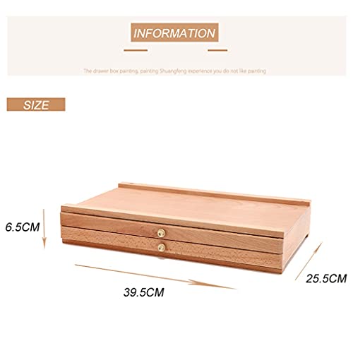 YIFUTY Artist Tabletop Wooden Desktop Portable Easel Beech Painting Box with Three Layer Drawers for Painting Hardware Art Supplies
