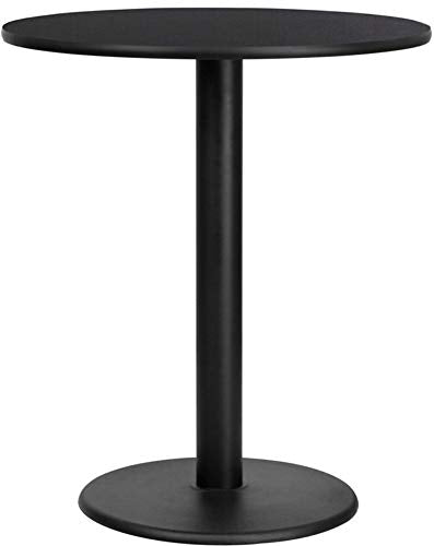 Flash Furniture 36'' Round Black Laminate Table Set with 4 Wood Slat Back Metal Barstools - Natural Wood Seat