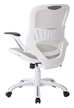 Office Star Ventilated Manager's Desk Chair with Breathable Mesh Seat and Back, White Base