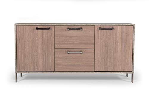 Limari Home Baston Collection Modern Style Oak & Faux Concrete Laminat Home Office File Cabinet
