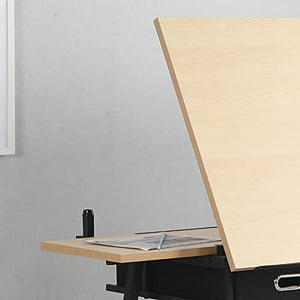 Office Tables for Small Spaces,Adjustable Wood Drafting Desk with 2 Drawers for Home Office and School(Wood)