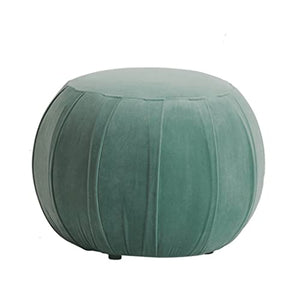 KOHARA Modern Round Lamb Velvet Footstool with Elastic Sponge Filling - Green