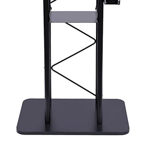 YIYIBYUS Curved Podium Stand Metal Black Pulpit Lectern 1.2m Height, Countertop 60x40cm