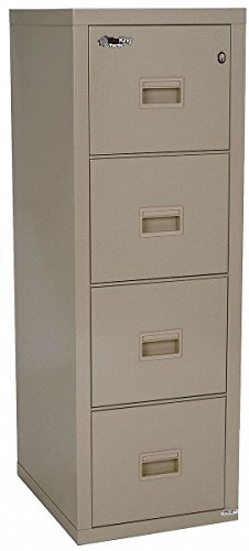 FireKing 4 Drawer Vertical File Cabinet, 52-3/4" H x 17-3/4" W, Parchment