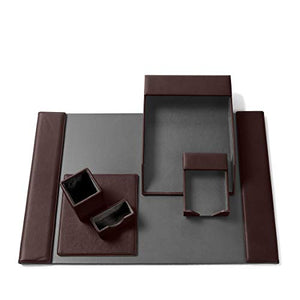 Deluxe Desk Accessories Set - Full Grain Leather Leather - Brown (Brown)