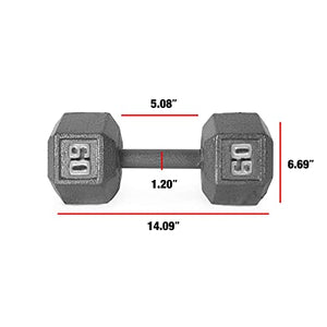 CAP Barbell Cast Iron Solid Hexagon Gray Dumbbells, Strength Training Free Weights Set of 2 for Women and Men, Hand Weights Sold by Pairs, from 1 to 120 LBS, Multi-Select Weight Size Options Available