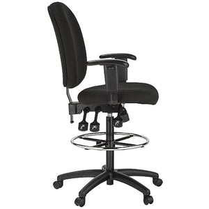 Harwick 6058C-D-BK Extra Tall Ergonomic Drafting Chair, Black Fabric