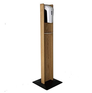 Wooden Mallet Gel Hand Sanitizer Dispenser on Wooden Floor Stand with Drip Catcher Light Oak Made in The USA in-Stock to Ship Immediately Light Oak/Dispenser Included