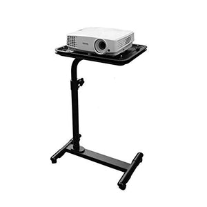 LaseVe Mobile Standing Desk Laptop Trolley Stand Media Podium - Height Adjustable, Black - Projector Brackets - 40 * 30cm, 45 * 35cm